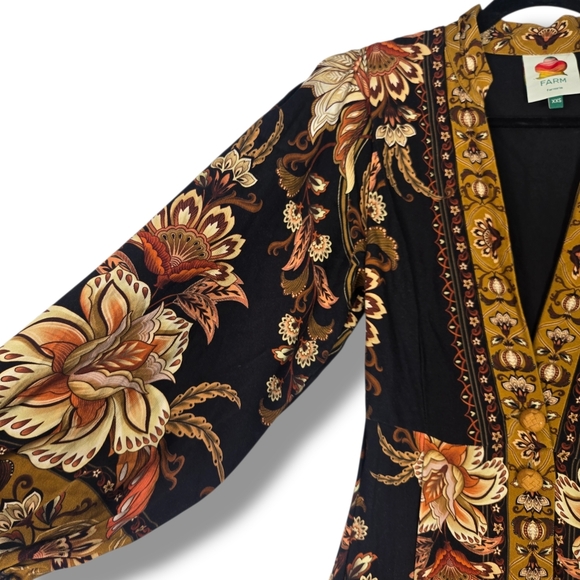 Farm Rio Majestic Garden Maxi Dress Size XXS Puff Sleeve Floral Print - Picture 11 of 16